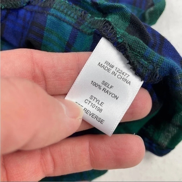 New Lila Li Cemone Plaid Shirt Blue Green - Picture 5 of 8